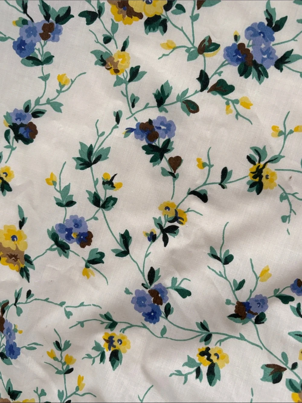 Vintage Laura Ashley Twin Fitted Sheet - Polyanthus Primrose - Blue Yellow